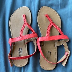 Coral braided sandals